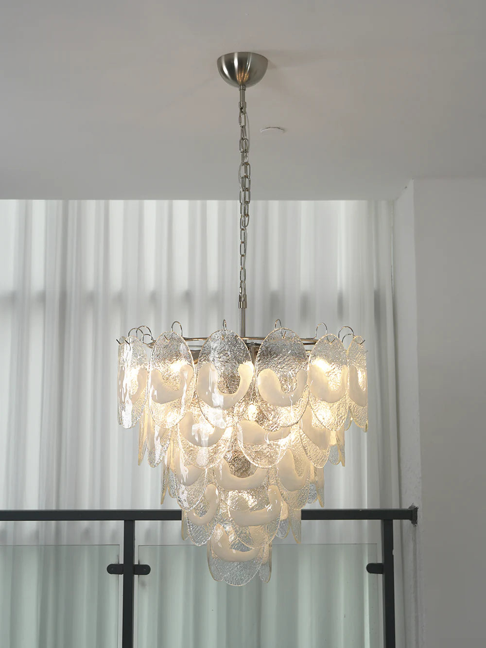 Oval Transparent Glass U Shape White Chandelier - Nuvé