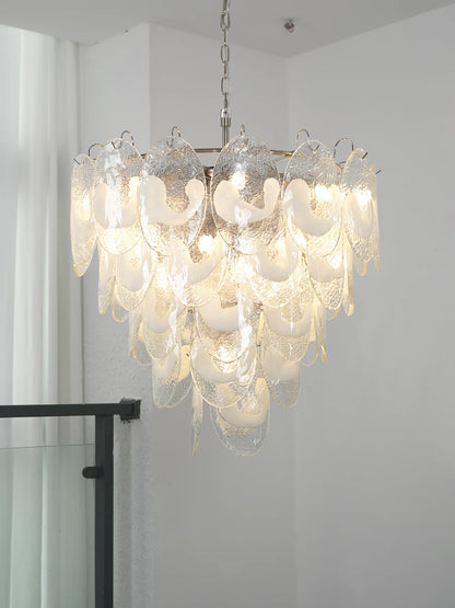 Oval Transparent Glass U Shape White Chandelier - Nuvé