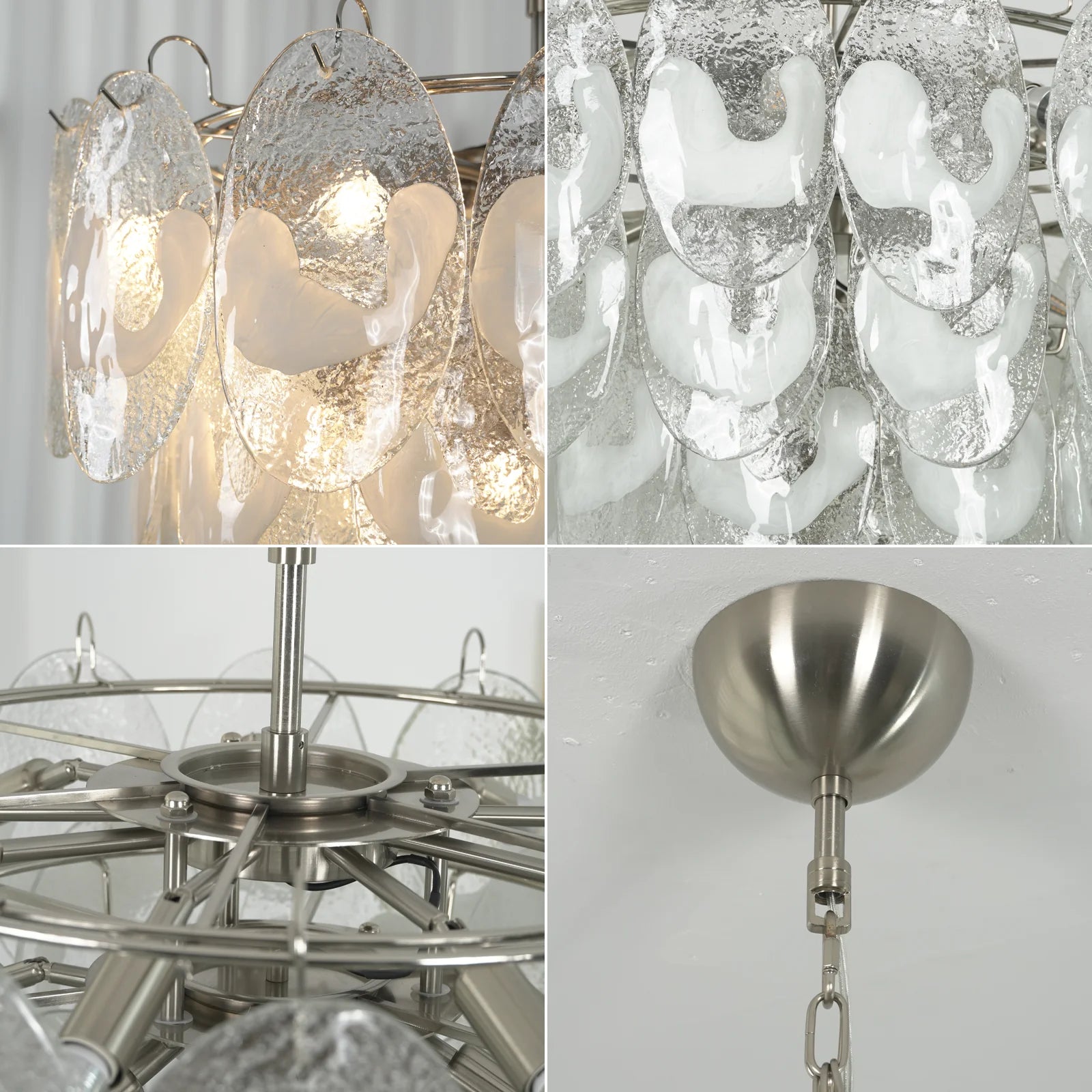 Oval Transparent Glass U Shape White Chandelier - Nuvé