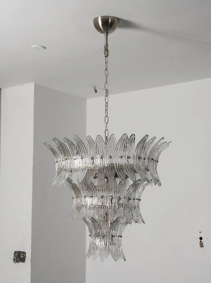 Palm Leaves Transparent Glass Chandelier