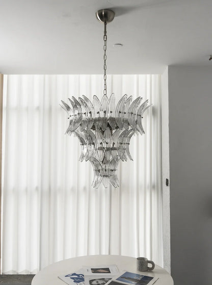 Palm Leaves Transparent Glass Chandelier
