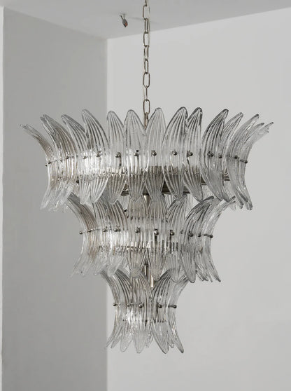 Palm Leaves Transparent Glass Chandelier