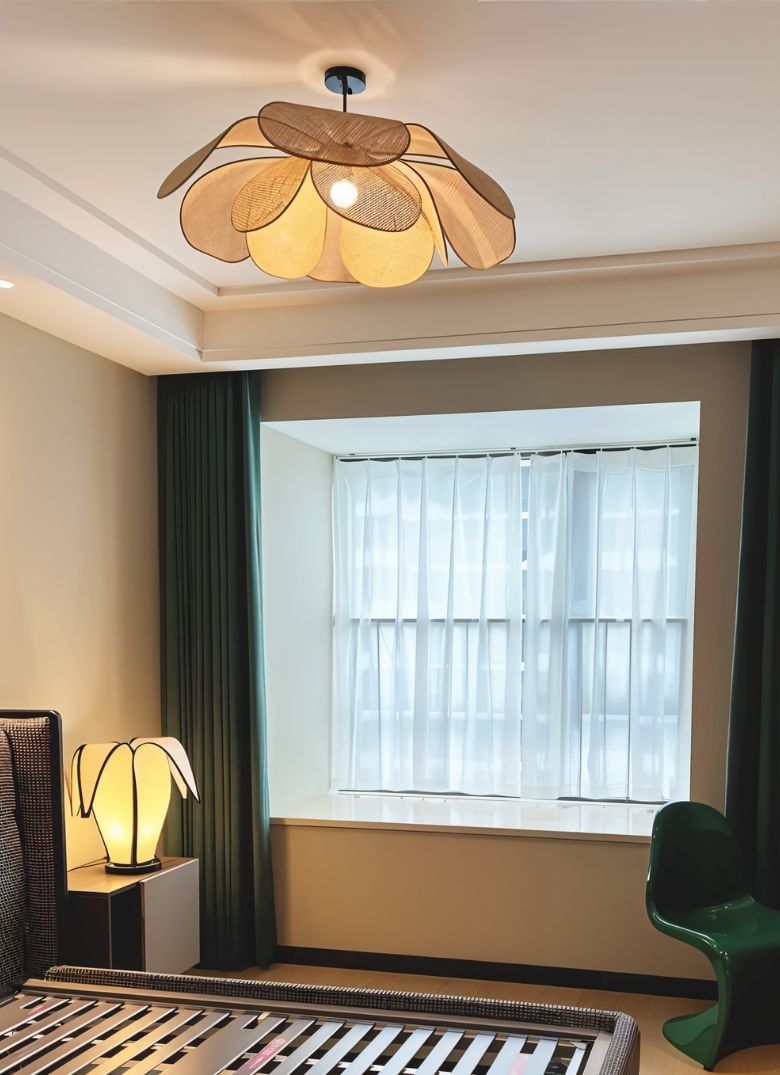 Elegant Pankh Ceiling Light by Residence Supply featuring intricate feather-inspired design in a warm metallic finish.