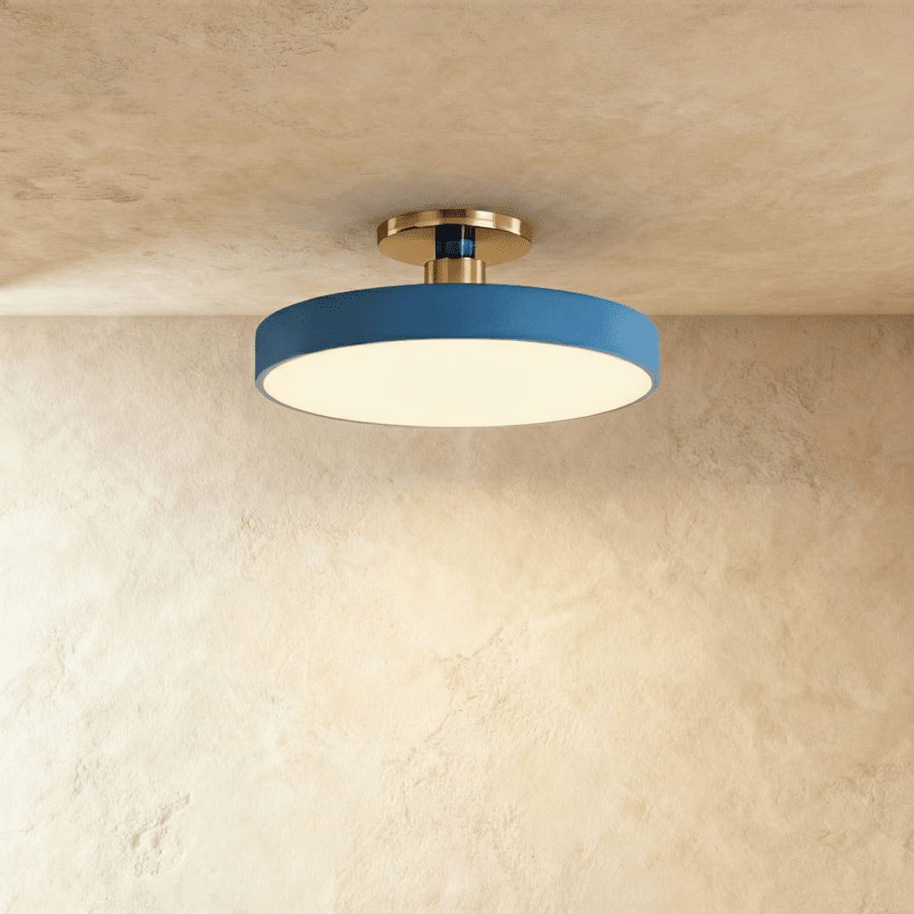 Modern Pentra ceiling light by Residence Supply with a sleek, round design and glass diffuser for ambient indoor lighting.