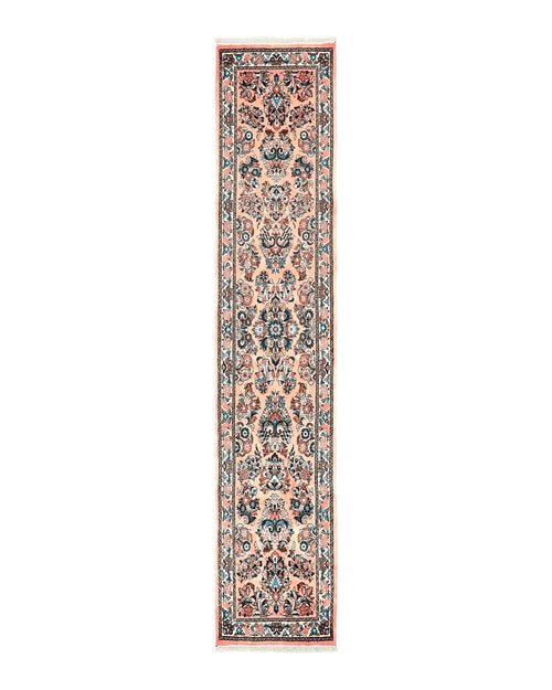 Persian Sarouk Runner Rug 2.9 x 13.6, Wool Floral Hand Knotted Runner