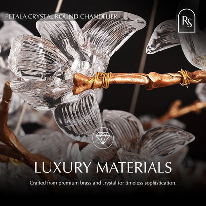 Petala Crystal Round Chandelier by Residence Supply featuring elegant crystals and a round design for stunning illumination.