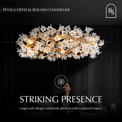Petala Crystal Round Chandelier by Residence Supply, featuring elegant crystal accents and a stunning round design.