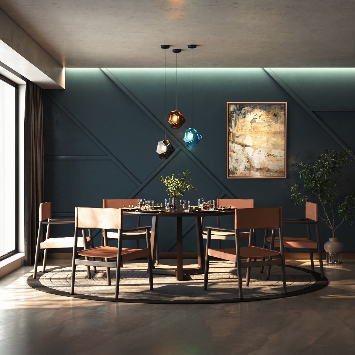 Residence Supply Piedra Pendant Light hanging fixture with a textured stone appearance and modern design for stylish interior lighting.