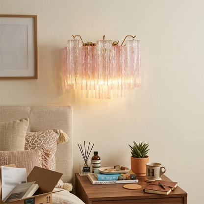 Pink Ice Star-Shaped Glass Tube Wall Light