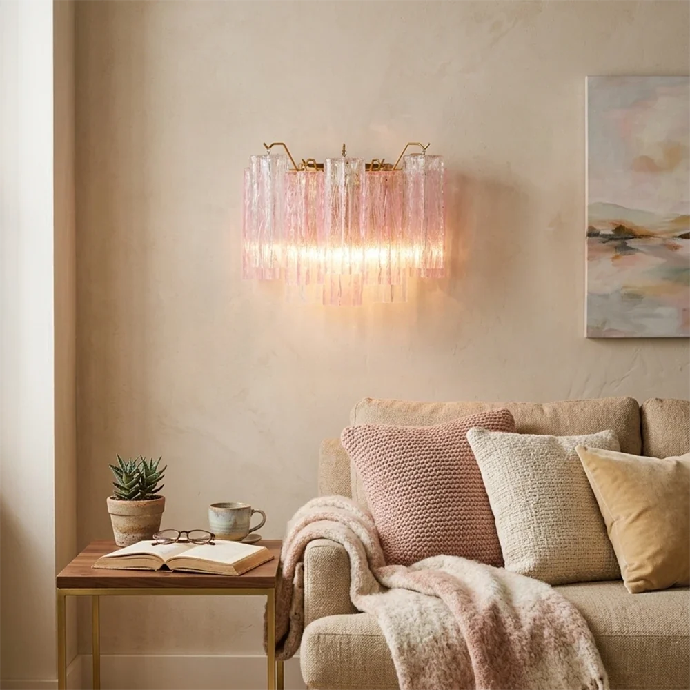 Pink Ice Star-Shaped Glass Tube Wall Light