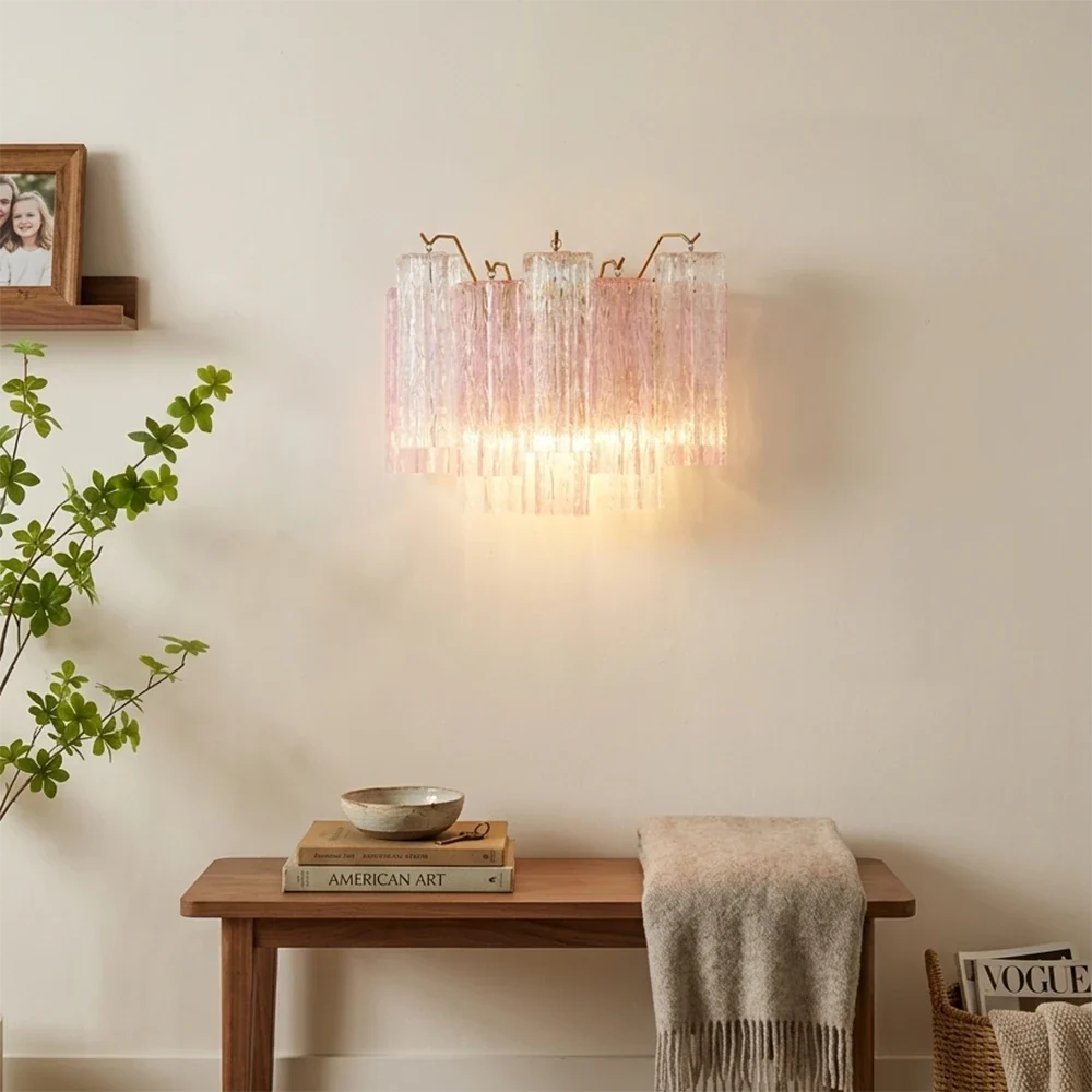 Pink Ice Star-Shaped Glass Tube Wall Light