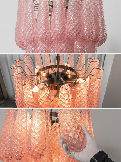 Pink Layered Dewdrop Glass Chandelier