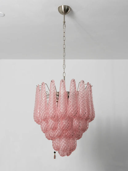 Pink Layered Dewdrop Glass Chandelier