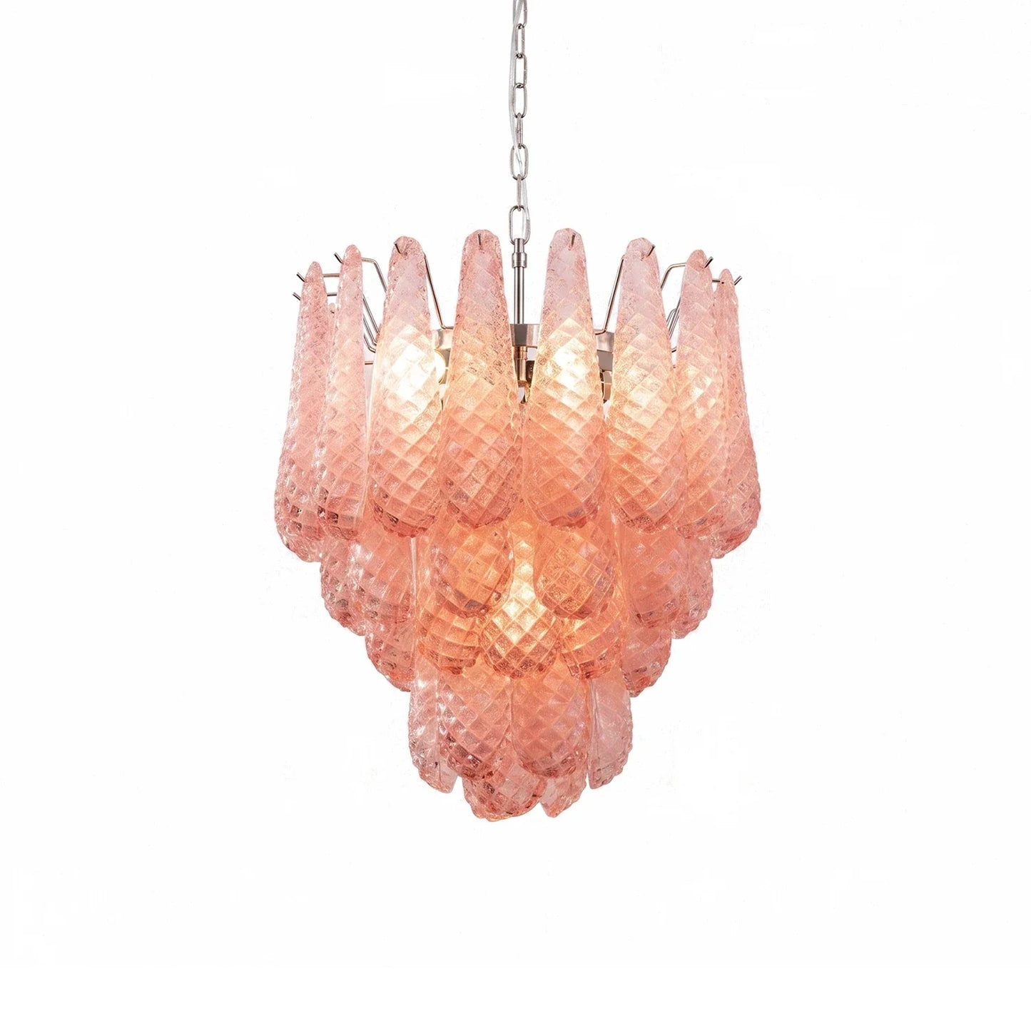 Pink Layered Dewdrop Glass Chandelier