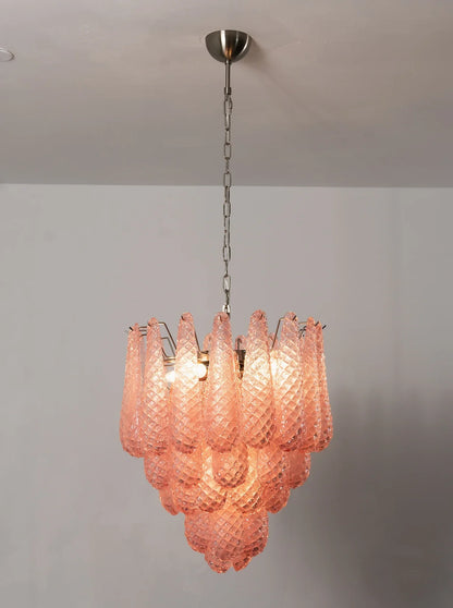 Pink Layered Dewdrop Glass Chandelier