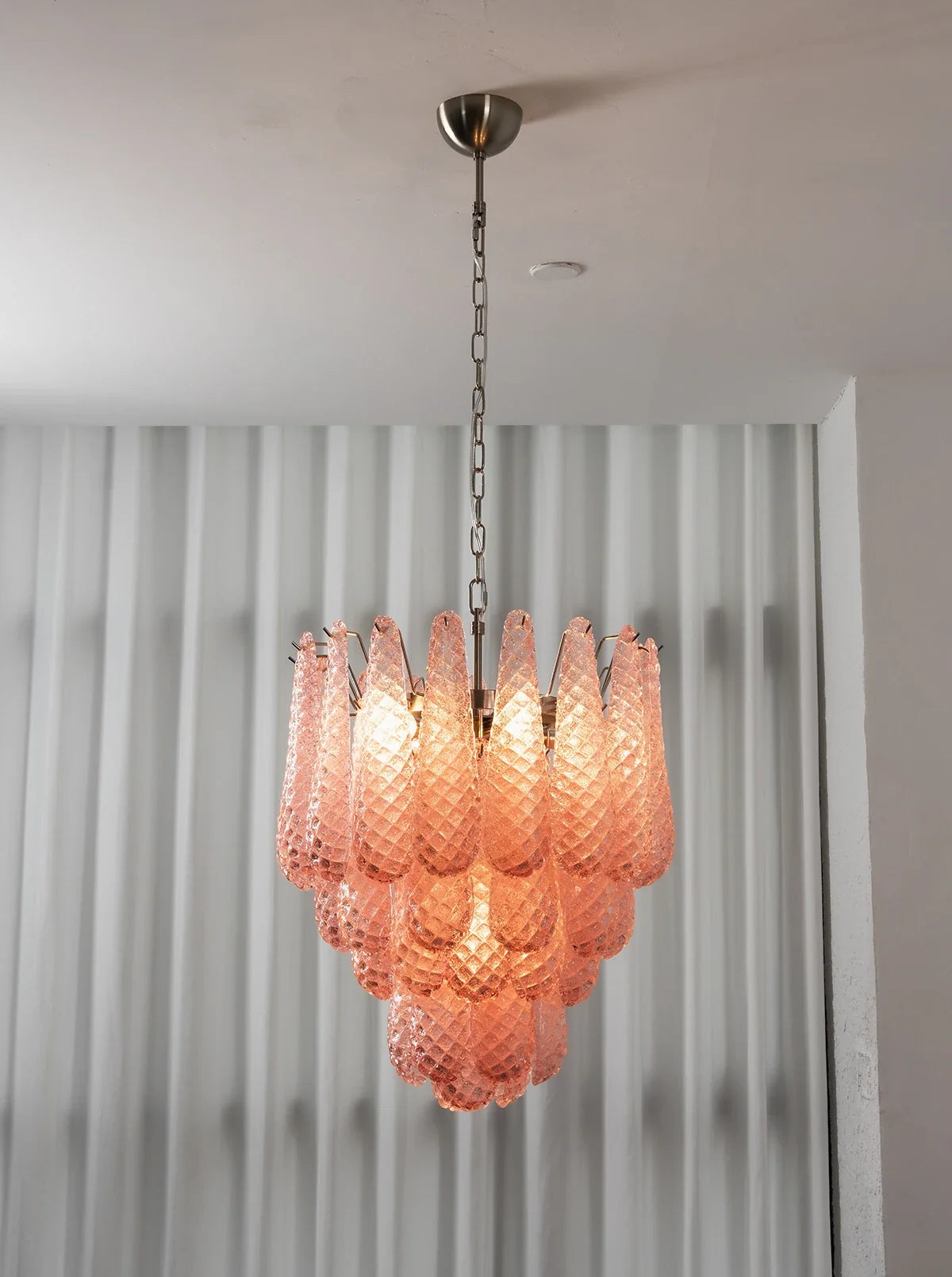 Pink Layered Dewdrop Glass Chandelier