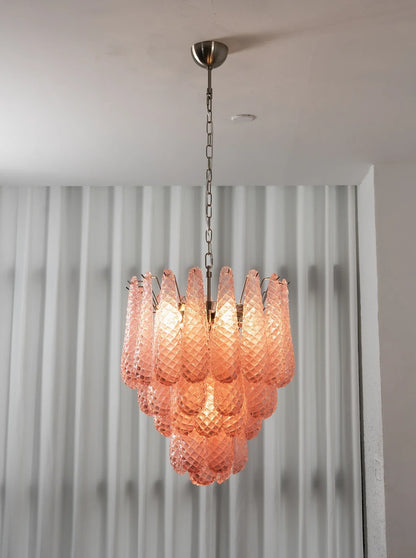 Pink Layered Dewdrop Glass Chandelier