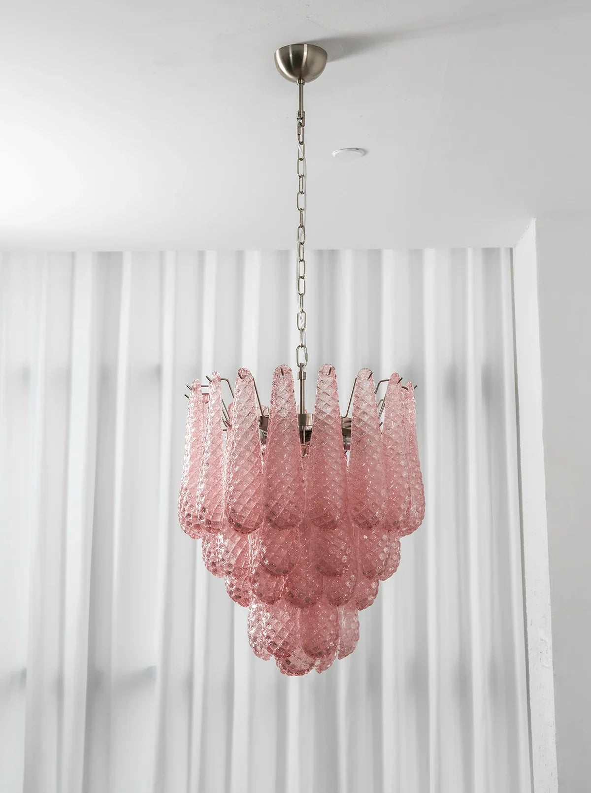 Pink Layered Dewdrop Glass Chandelier