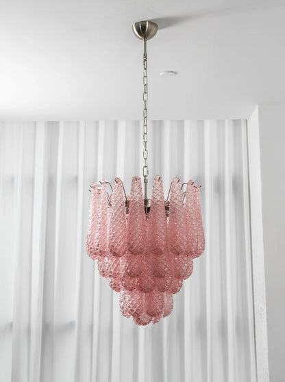 Pink Layered Dewdrop Glass Chandelier