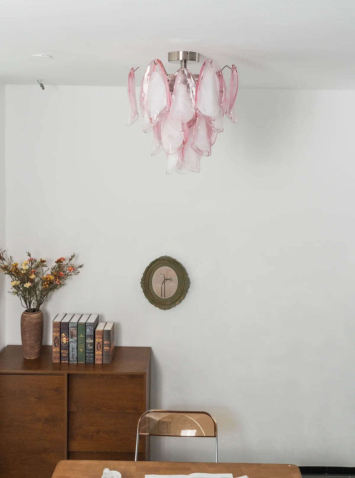 Pink Lotus Textured Glass Ceiling Lamp