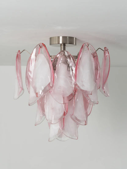 Pink Lotus Textured Glass Ceiling Lamp