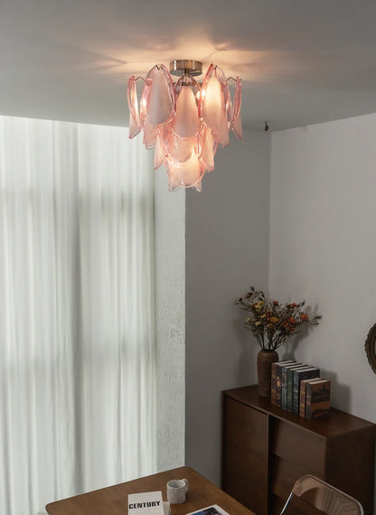 Pink Lotus Textured Glass Ceiling Lamp