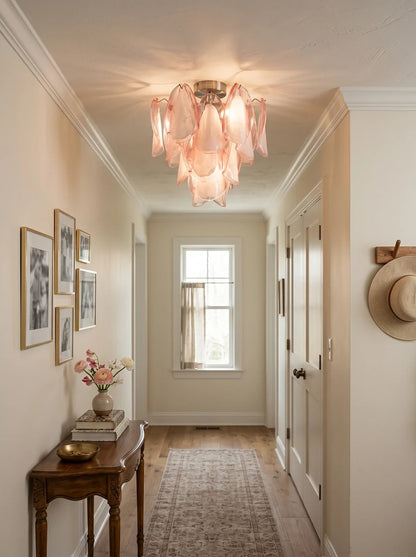 Pink Lotus Textured Glass Ceiling Lamp