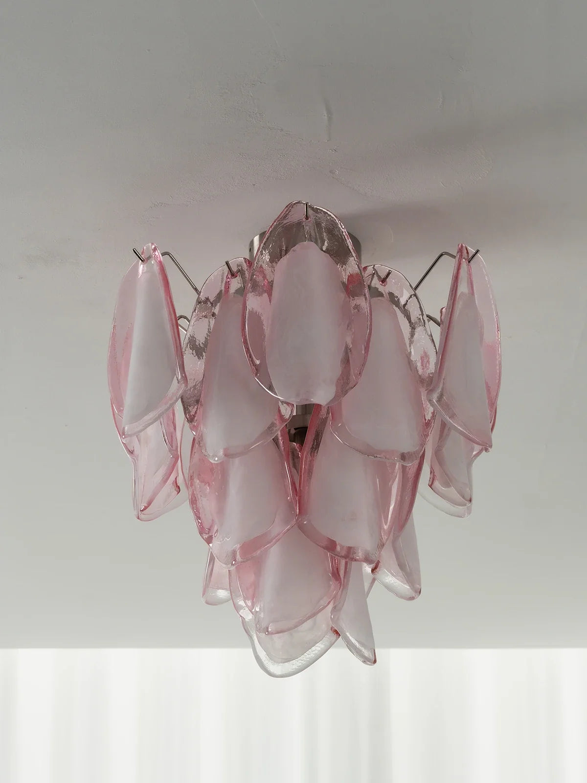 Pink Lotus Textured Glass Ceiling Lamp