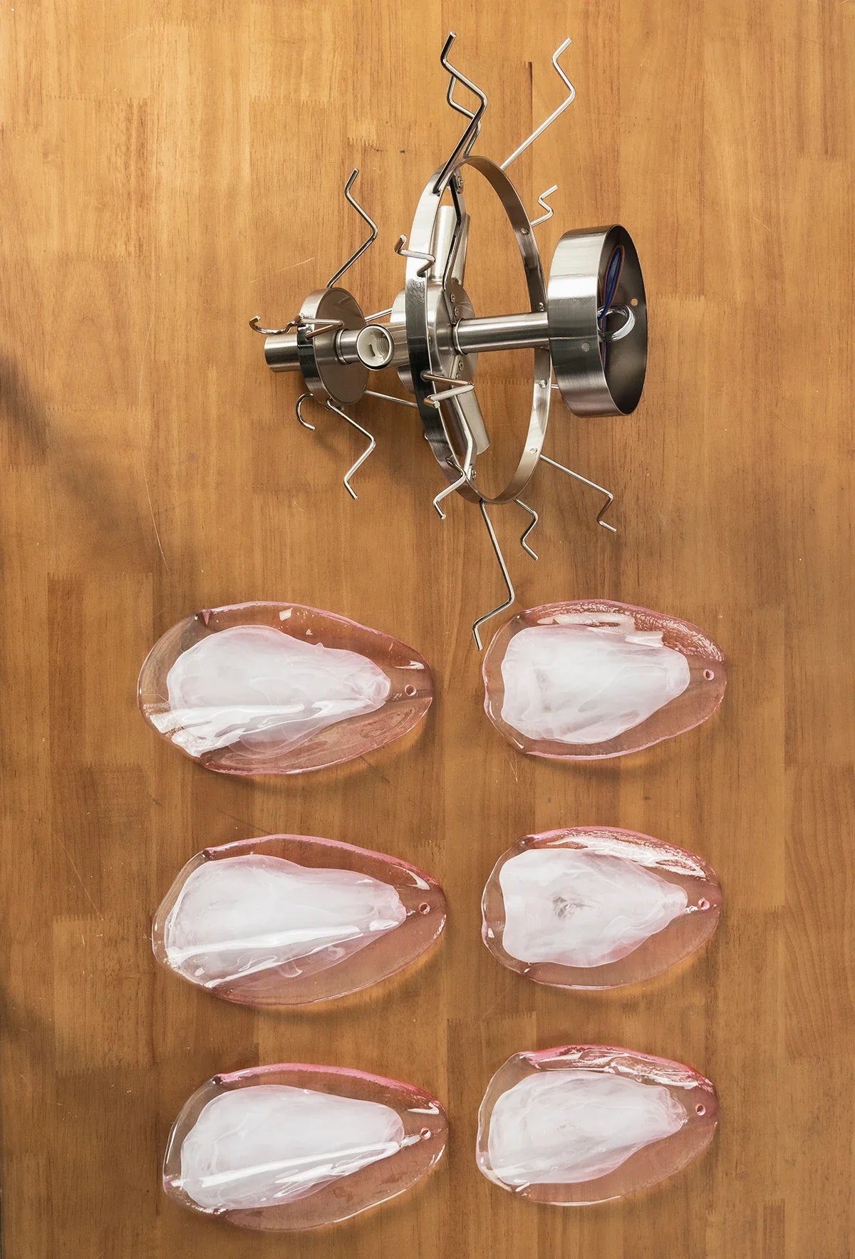 Pink Lotus Textured Glass Ceiling Lamp