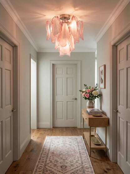 Pink Lotus Textured Glass Ceiling Lamp