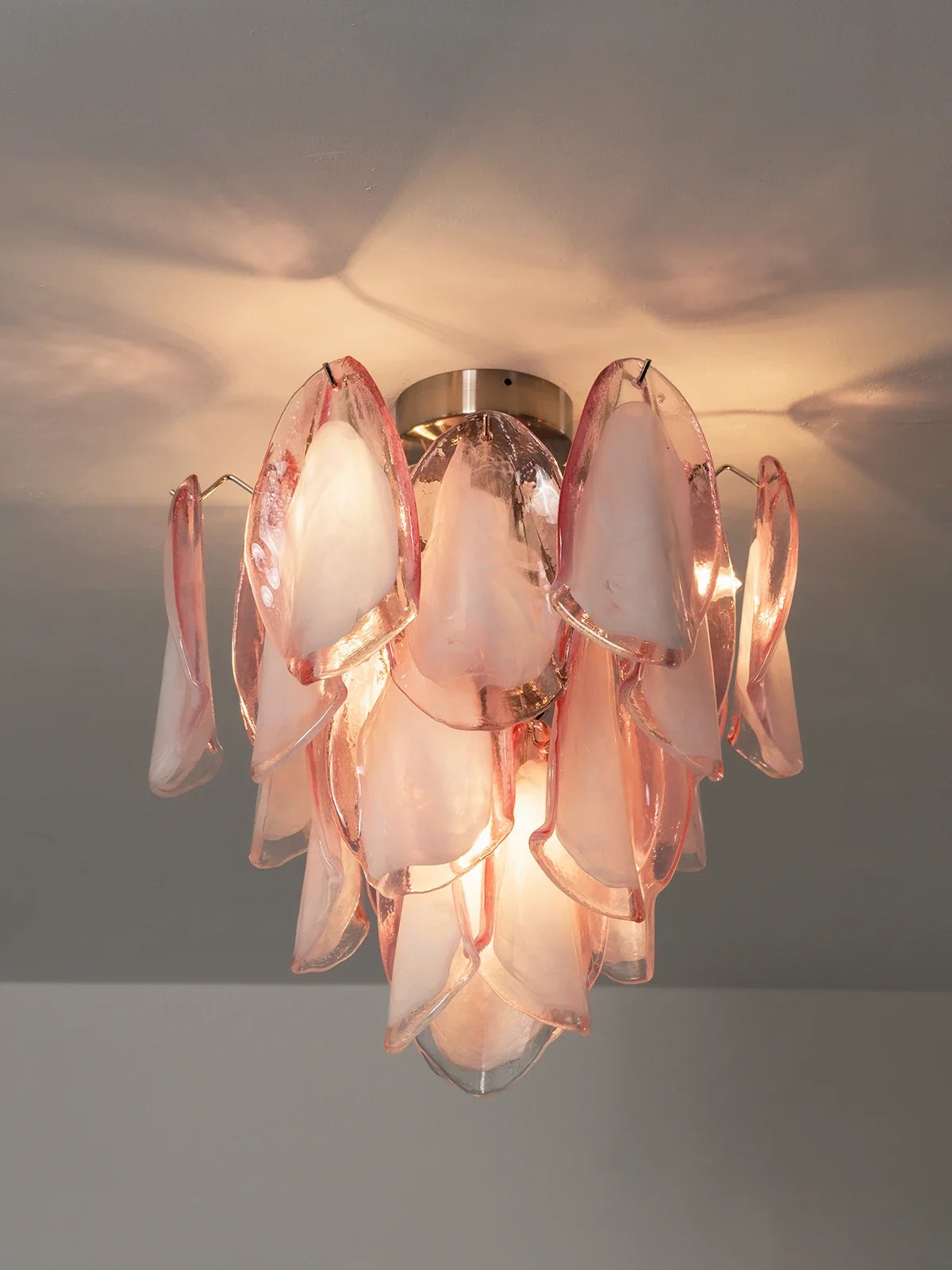 Pink Lotus Textured Glass Ceiling Lamp