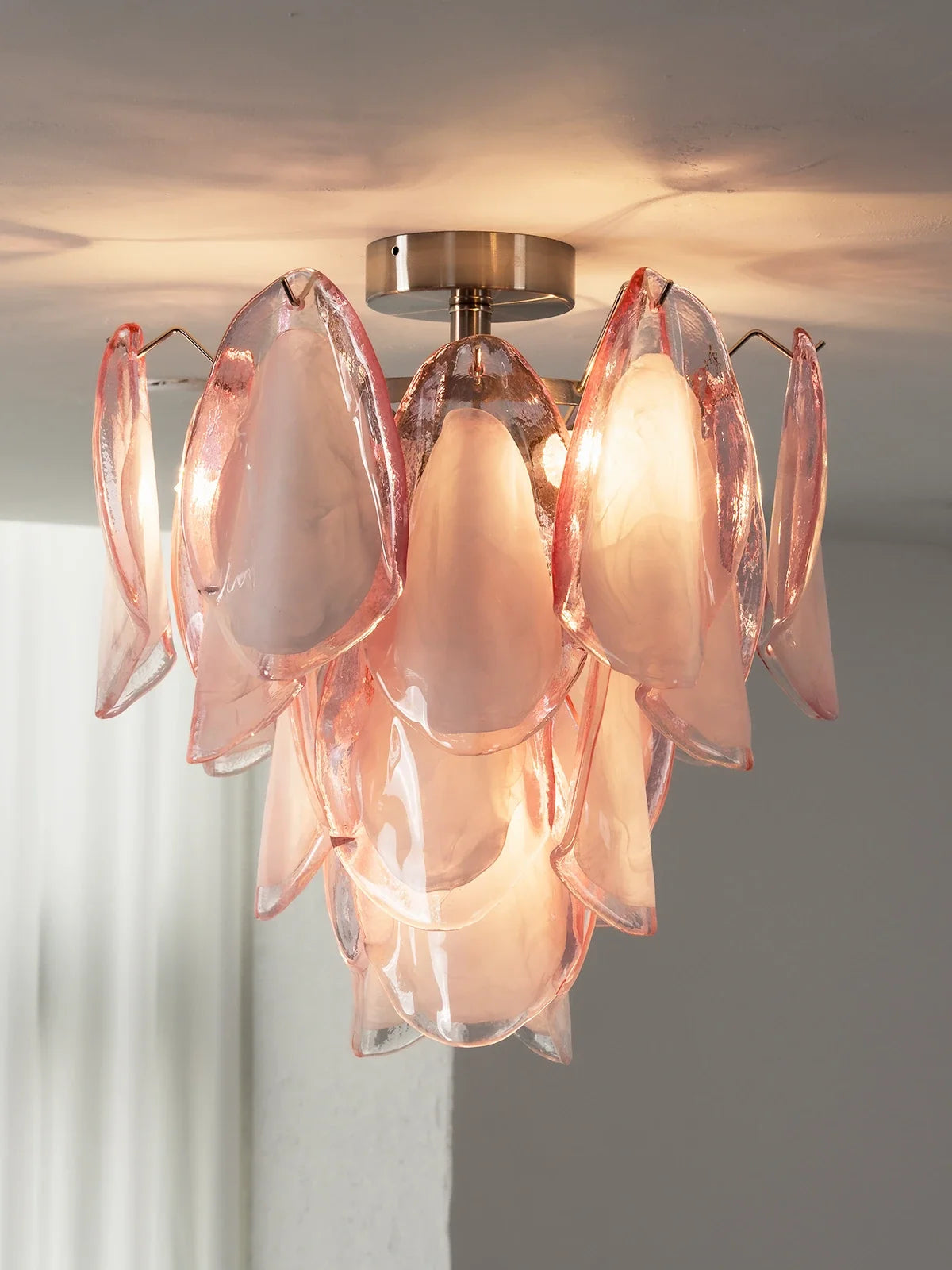 Pink Lotus Textured Glass Ceiling Lamp