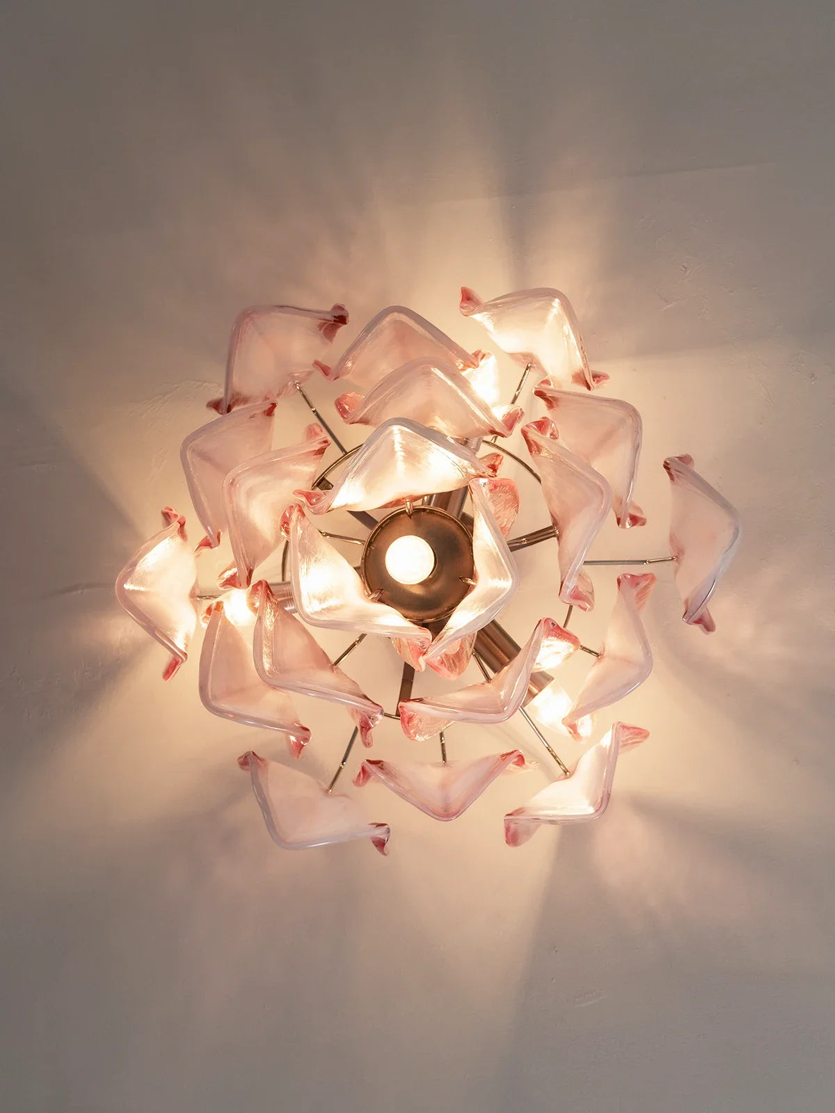 Pink Lotus Textured Glass Ceiling Lamp