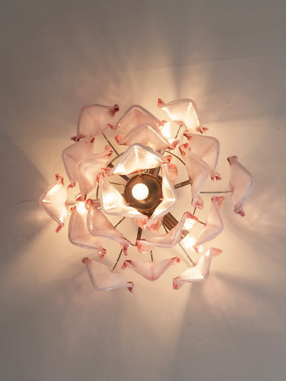 Pink Lotus Textured Glass Ceiling Lamp