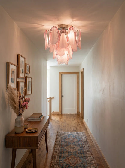 Pink Lotus Textured Glass Ceiling Lamp