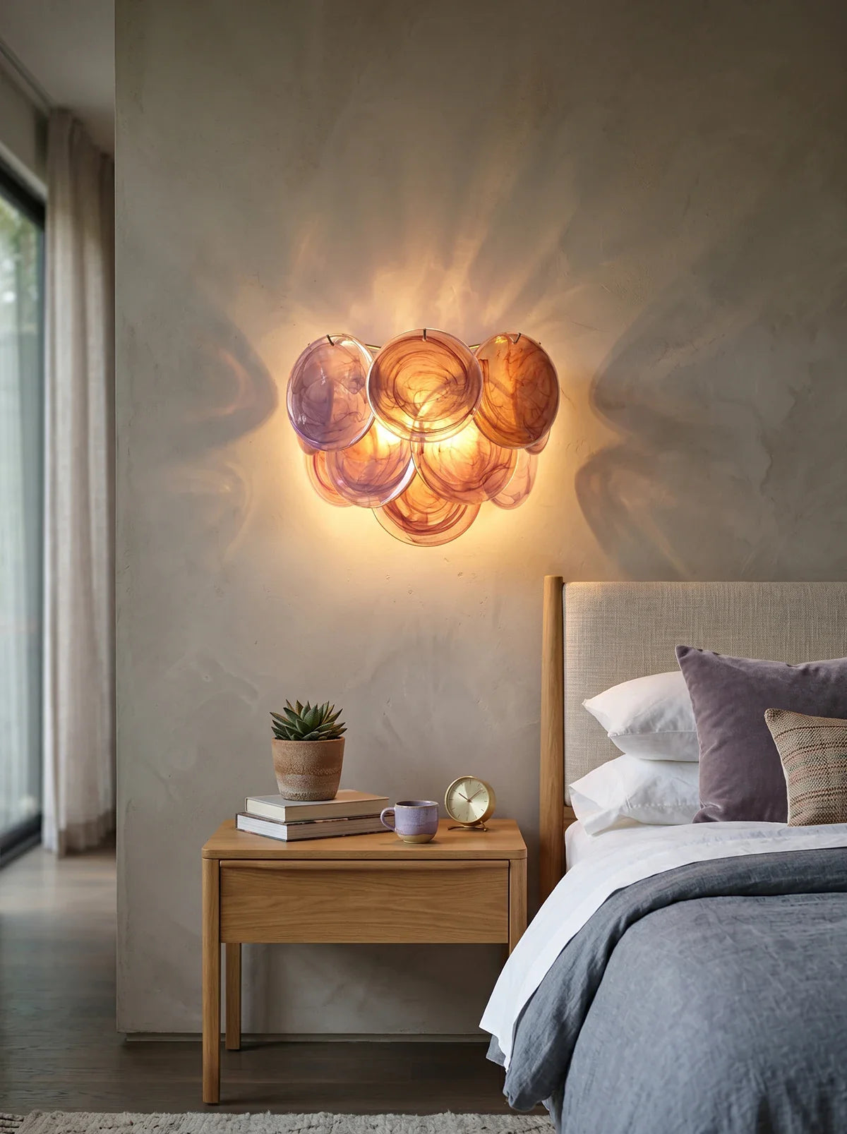 Pink Vintage Murano Glass Wall Lamp