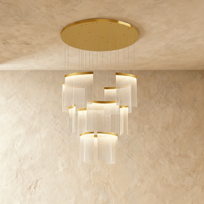 Primus chandelier by Residence Supply featuring multiple hanging glass pendant lights with a modern design.