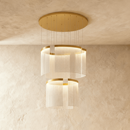 Primus chandelier by Residence Supply featuring multiple glass pendant lights and a modern design in a contemporary living space.