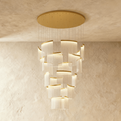 Primus chandelier by Residence Supply featuring multiple light bulbs and a modern metal frame hanging from the ceiling.