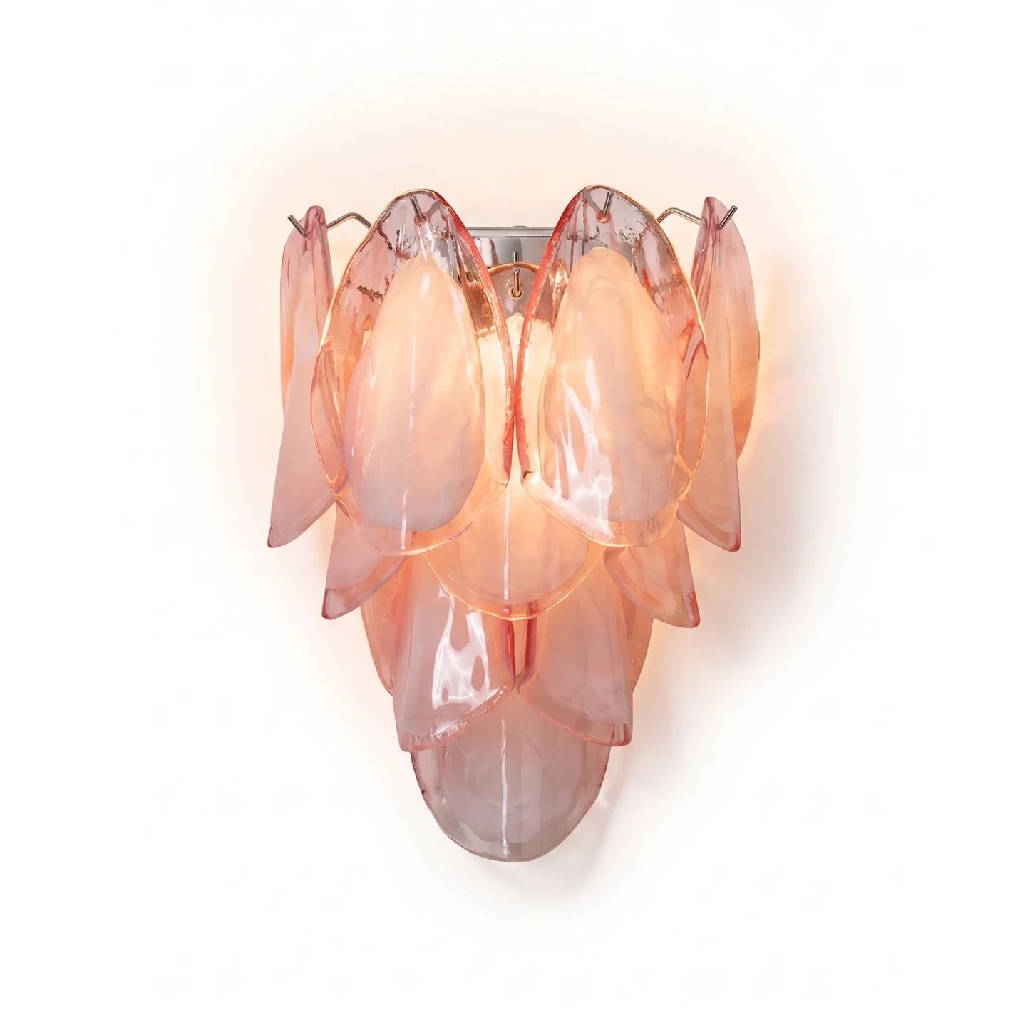 Pink Lotus Textured Glass Wall Sconce