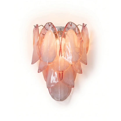 Pink Lotus Textured Glass Wall Sconce