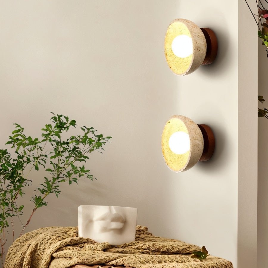 Pulkit Travertine Wall Lamp - Nuvé