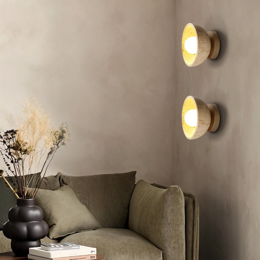 Pulkit Travertine Wall Lamp - Nuvé