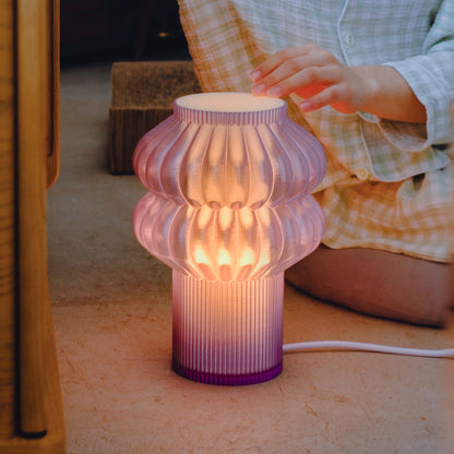 Terra Labs Oppi Table Lamp with purple shade, modern design, and sleek base, ideal for contemporary home decor.