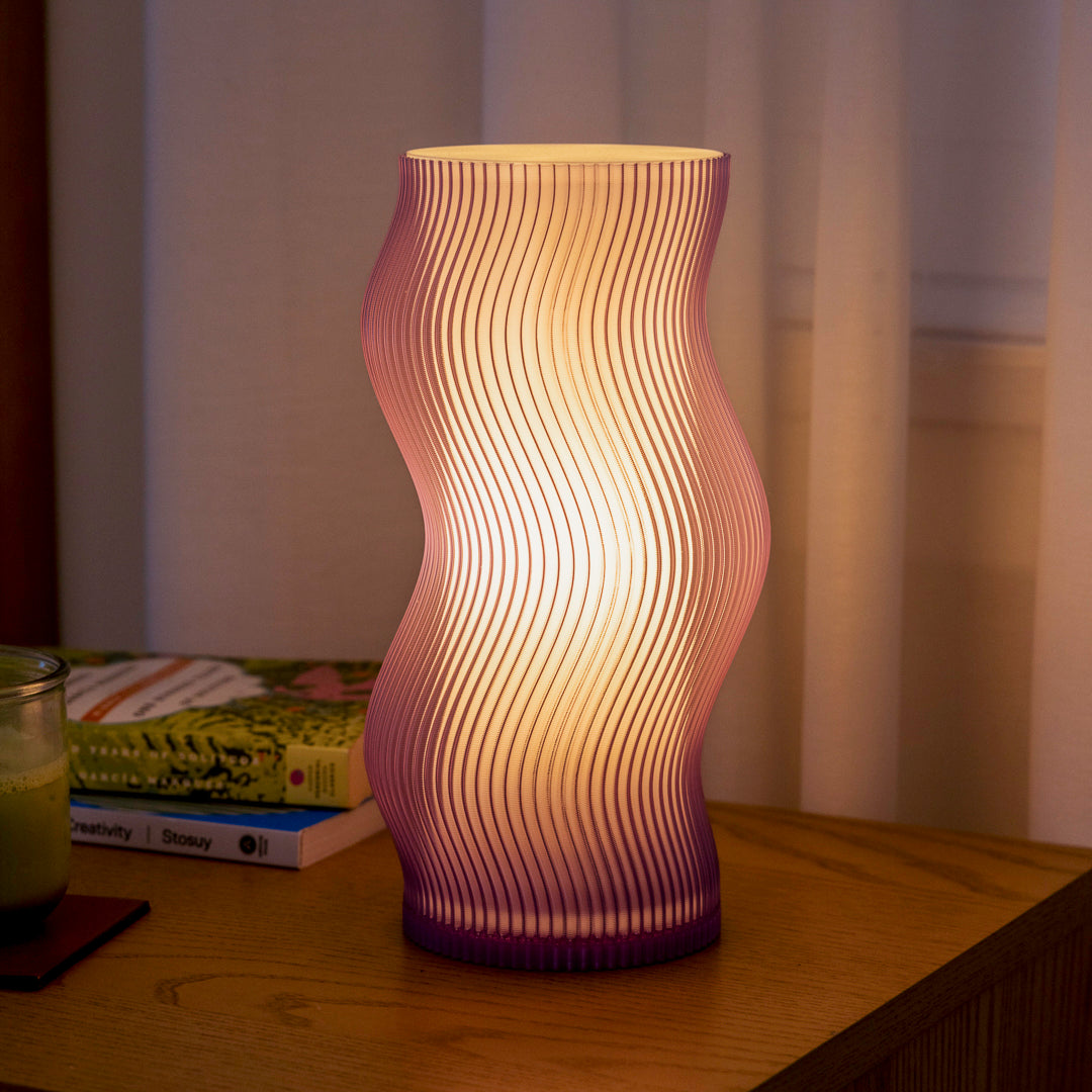 Purple Woogie Table Lamp by Terra Labs, modern ceramic lamp with a rounded base and soft purple finish, ideal for contemporary decor.