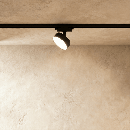 Residence Supply Quinn Track Light System with adjustable spotlights and sleek metal finish on a modern ceiling track.