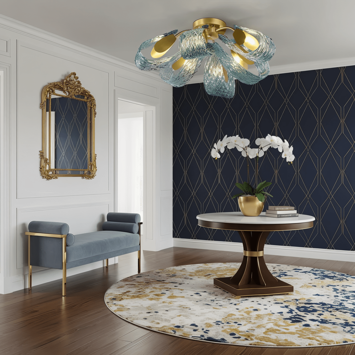 Elegant Radiantia ceiling light by Residence Supply featuring a modern design with a sleek, round metallic finish.