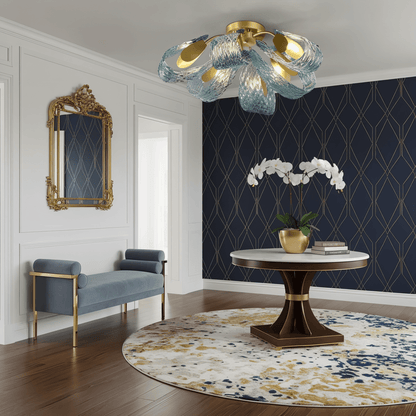 Elegant Radiantia ceiling light by Residence Supply featuring a modern design with a sleek, round metallic finish.