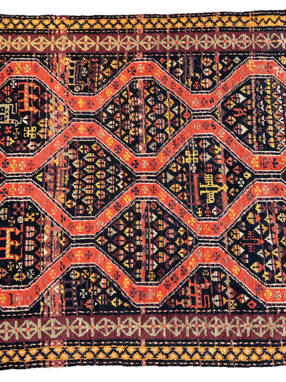 Rare Antique Handmade Caucasian Kazak Rug 4’ x 9’ - Nuvé