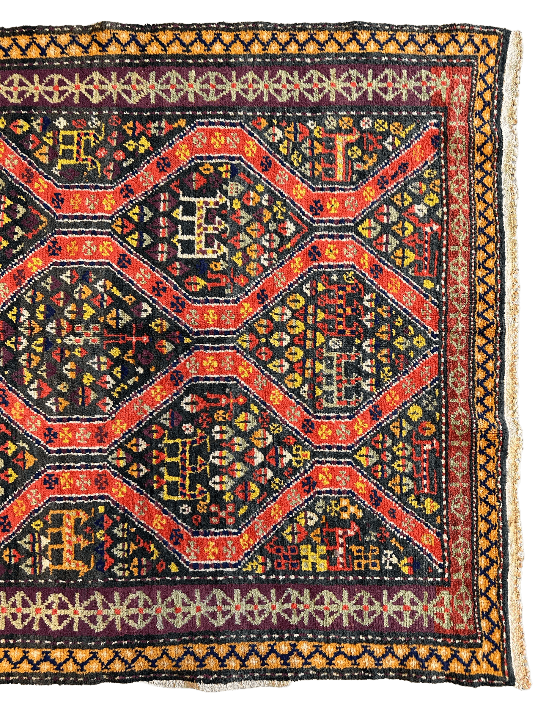 Rare Antique Handmade Caucasian Kazak Rug 4’ x 9’ - Nuvé